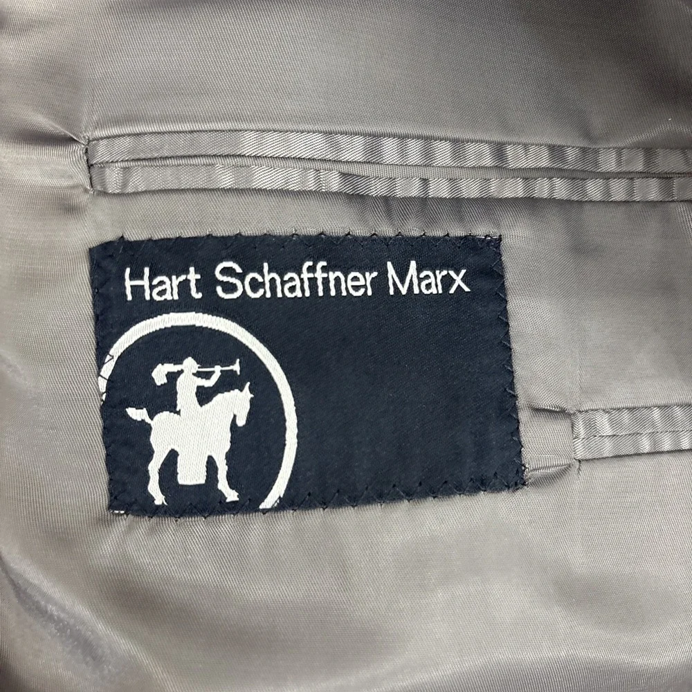 Hart Schaffner Marx Suit Gray Solid 46L 40W 30I